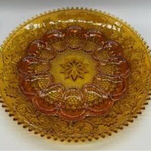 Vintage Tiara Amber Indiana 12" Glass Deviled Egg Platter Serving Plate
